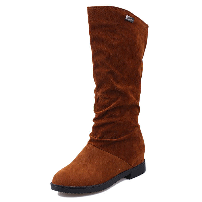 Pure Color Inner Heightening And Fleece Boots - VEX CLUB HOUSE