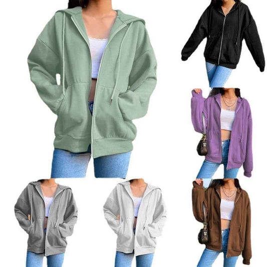 Fashion Women's Loose Street Zip Top - VEX CLUB HOUSE