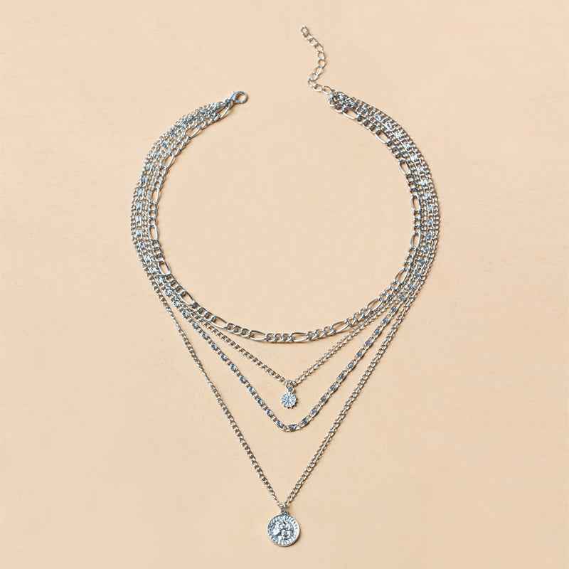 Chunky Gold Necklace Chunky Charm Necklace For Women Layered Gold Necklace For Women Silver Coin Necklace Jewelry Gifts For Women - VEX CLUB HOUSE
