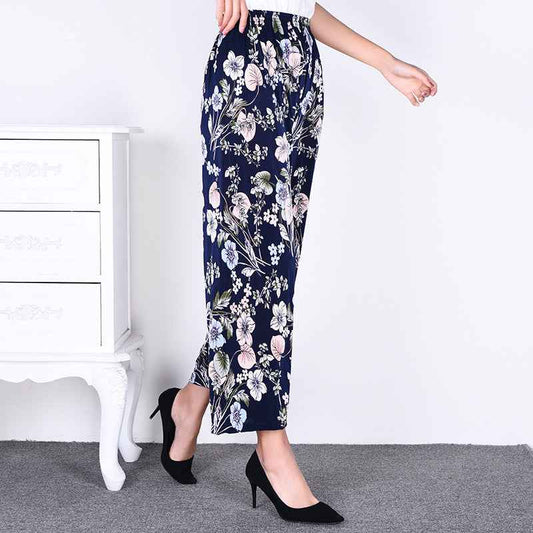 Women's Plus-sized Ice Silk Elastic Pants Cropped Straight - VEX CLUB HOUSE