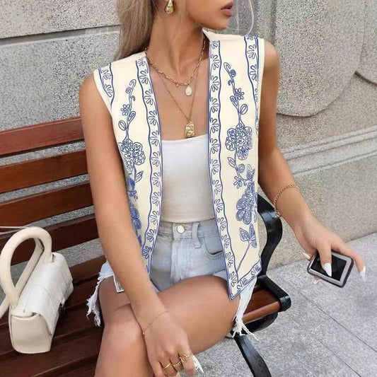 Simple All-Match Embroidered Open-Back Vest For Women - VEX CLUB HOUSE