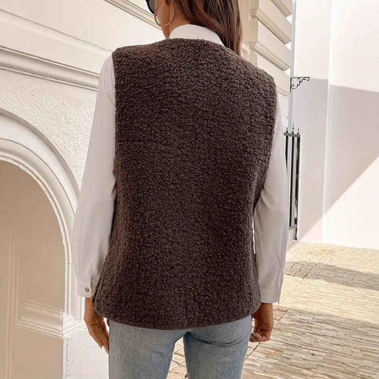 Fur Integrated Composite Loose Korean Outerwear Sleeveless Vest - VEX CLUB HOUSE