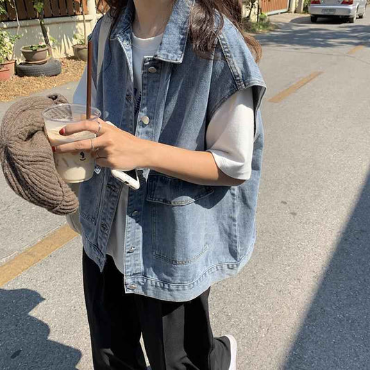 Women's Spring Korean Loose Denim Sleeveless Casual Vest Trend - VEX CLUB HOUSE