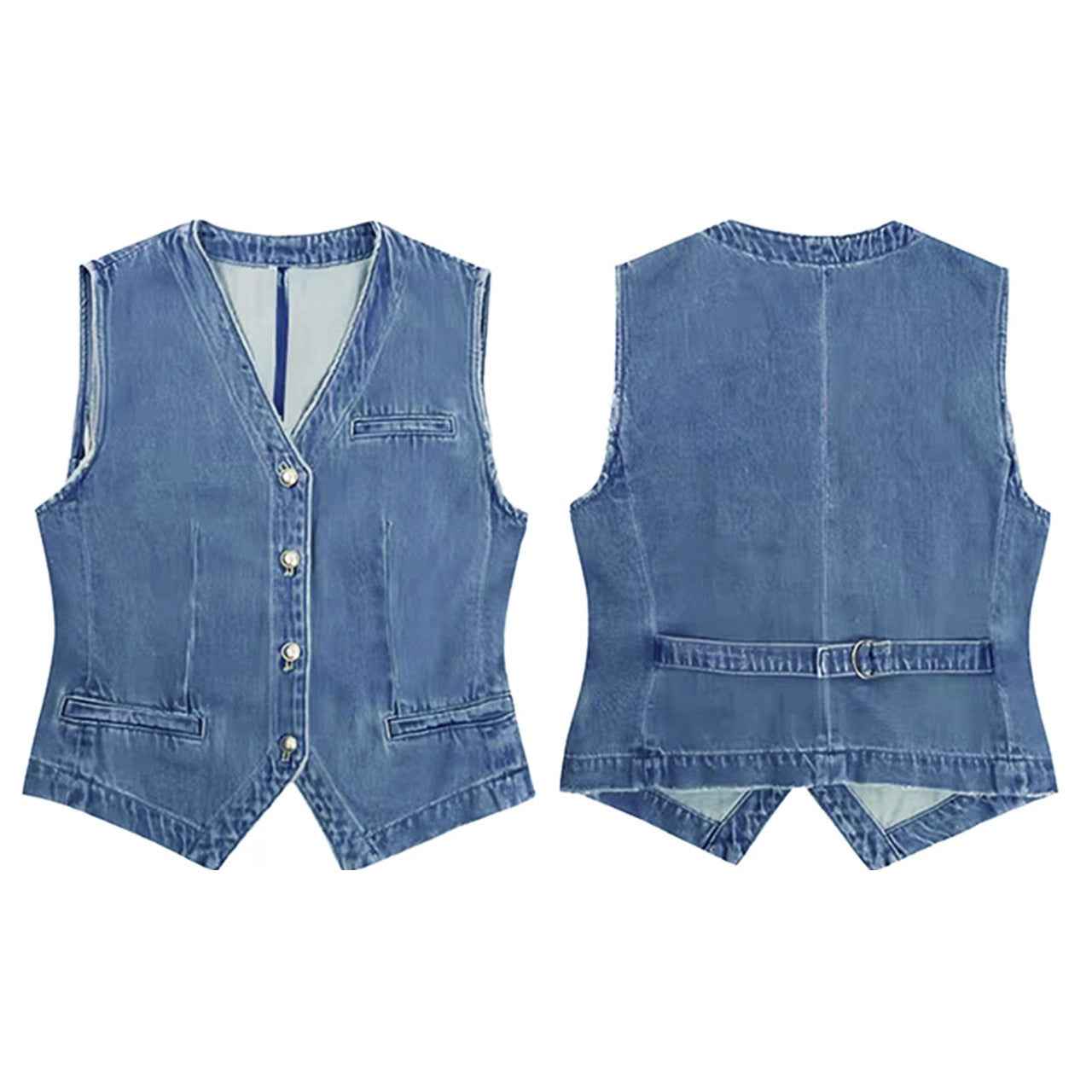 New Washed Denim Mini Vesttrendy And Stylish - VEX CLUB HOUSE