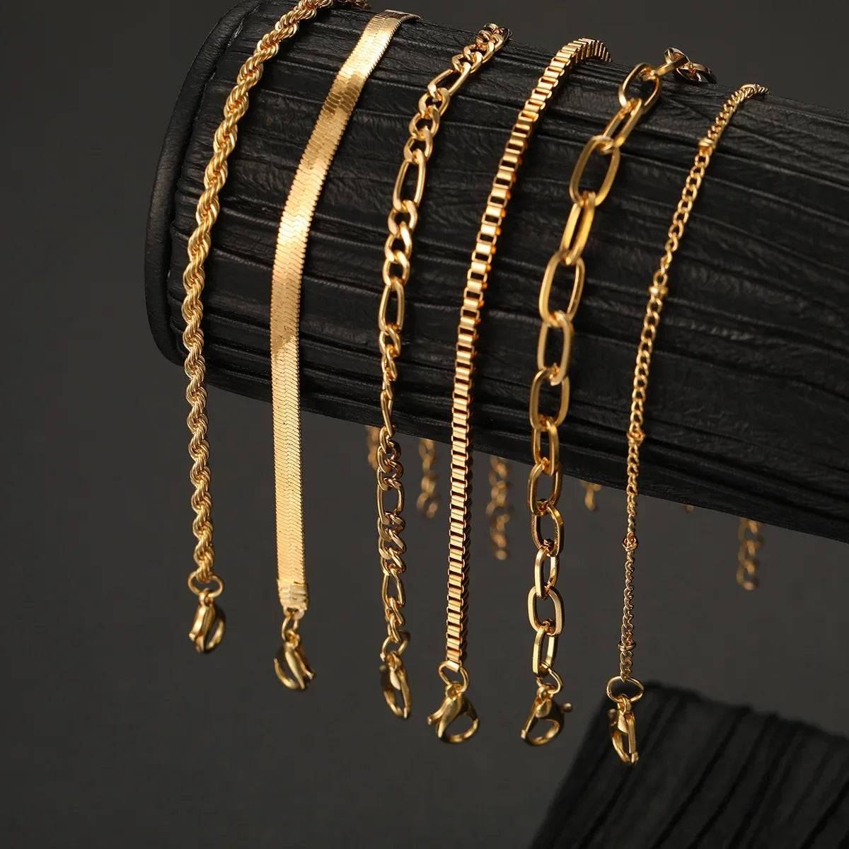 6Pcs Gold Color Bracelet Set