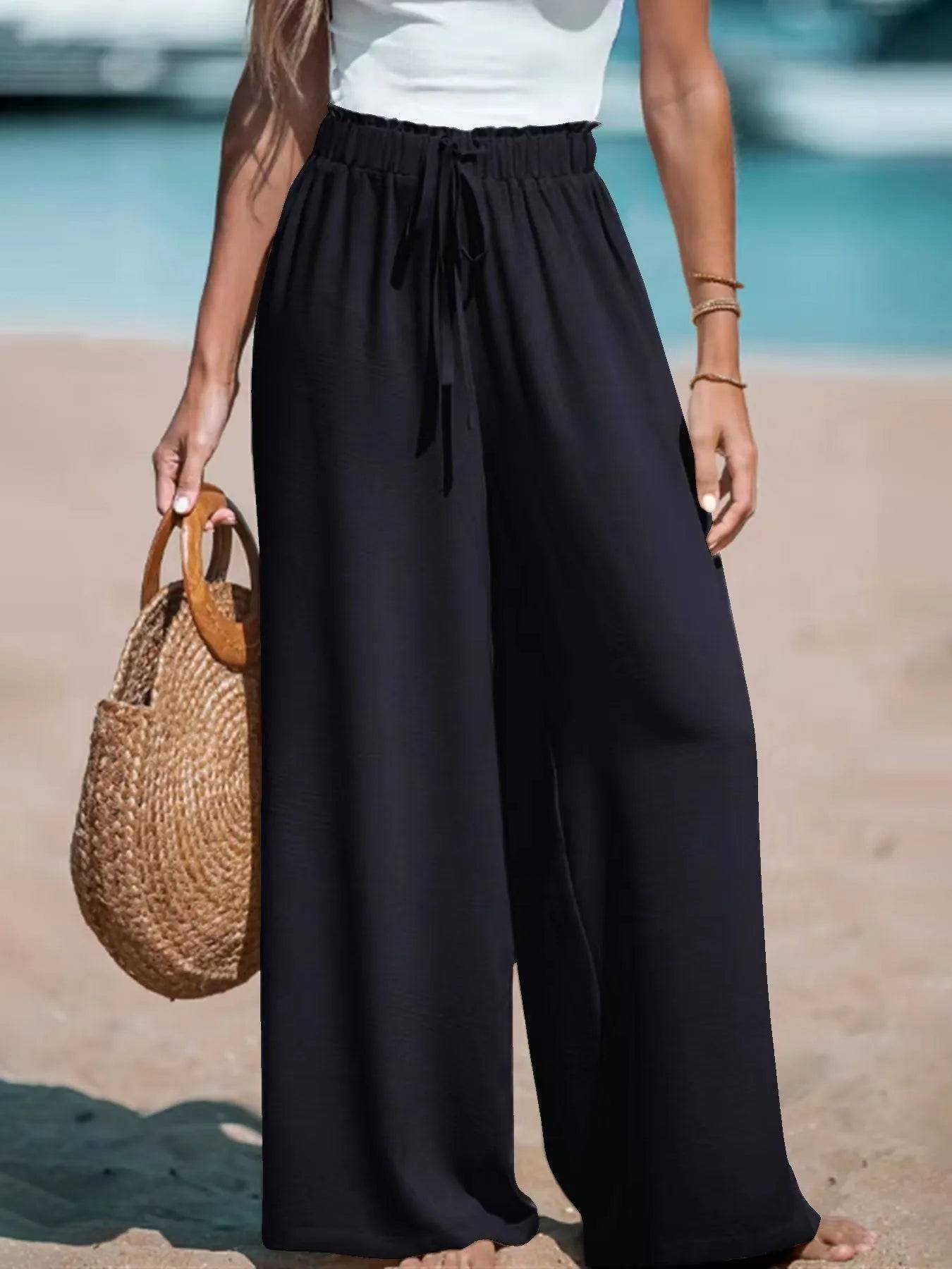 2025 New Oversized Drawstring Wide Leg Pant