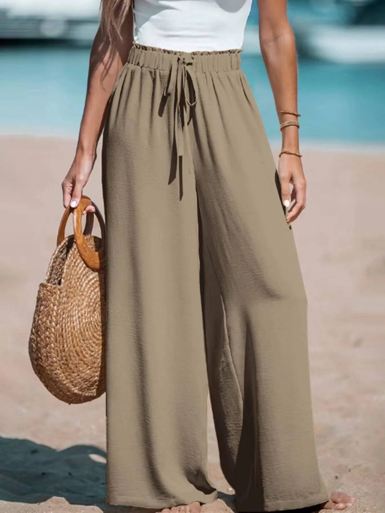 2025 New Oversized Drawstring Wide Leg Pant