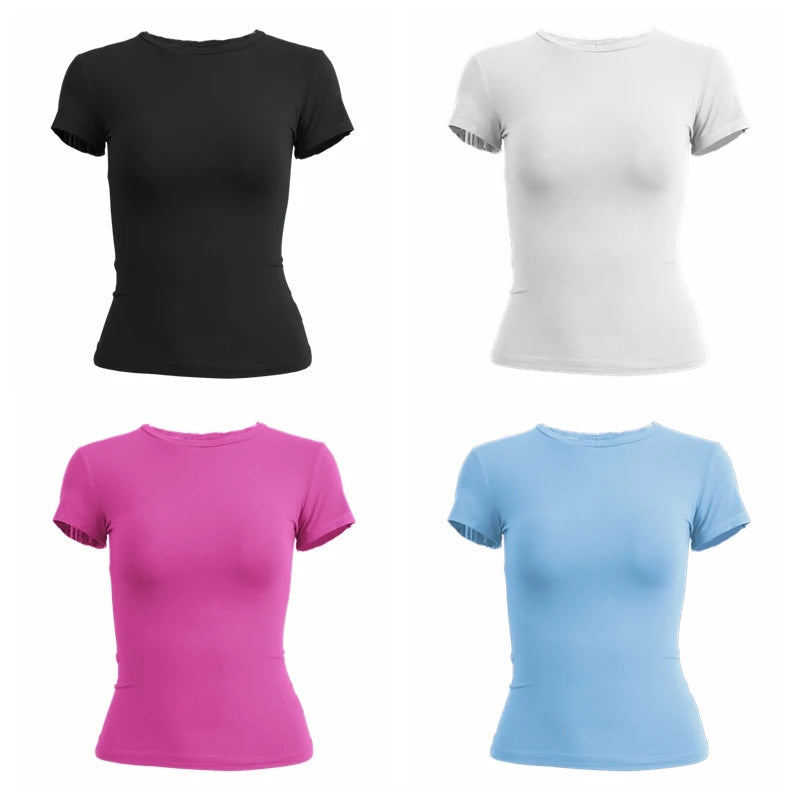 Woman Short Sleeve T-shirt Slim Fit Tops Female O-Neck V E X C L U B H O U S E