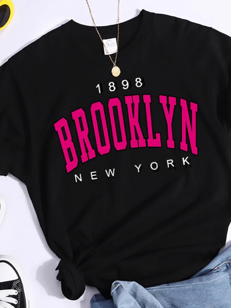 2024 New Summer Women T Shirt 1898 Brooklyn New York V E X C L U B H O U S E