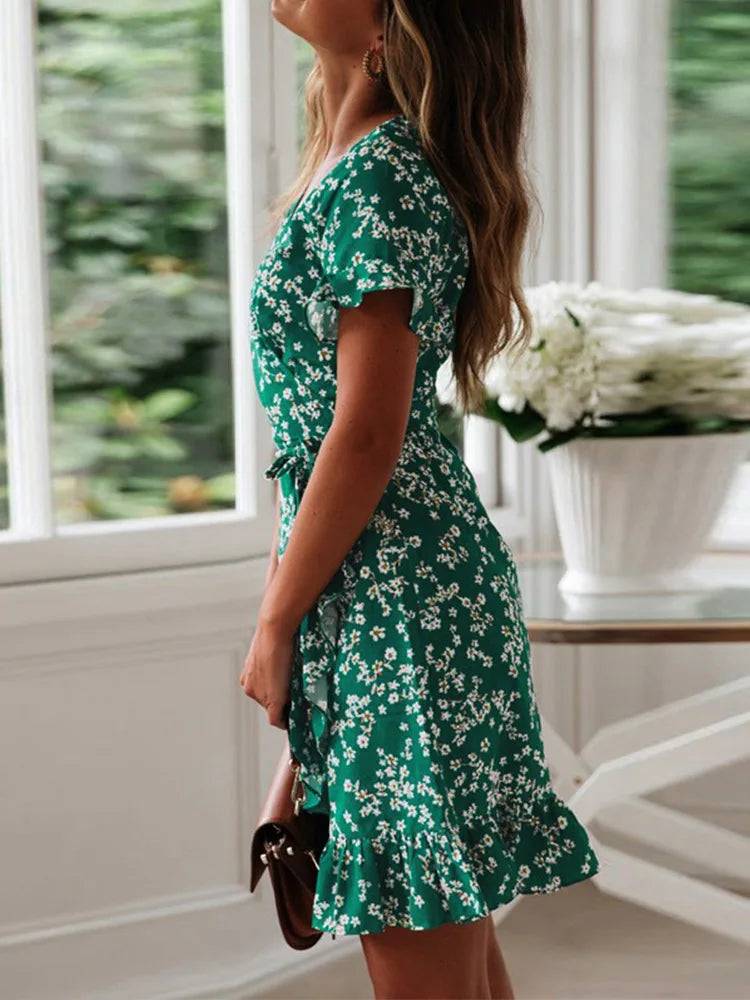 Floral Print Ruffles Women Dress