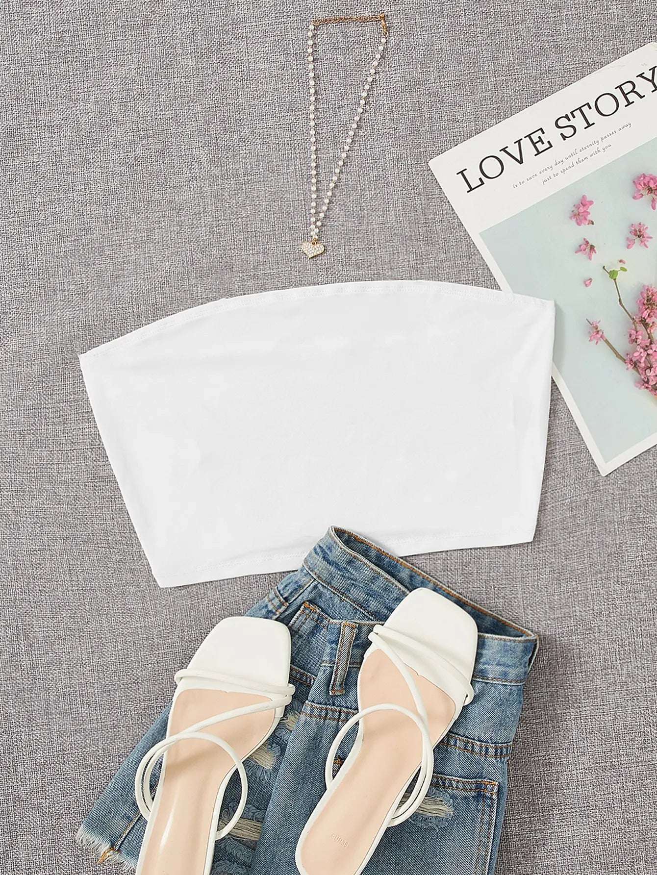 women spring summer strapless TOP