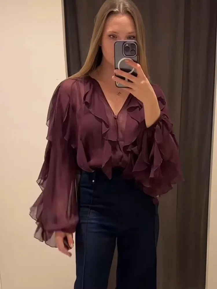 Vivid V-Neck Ruffles
