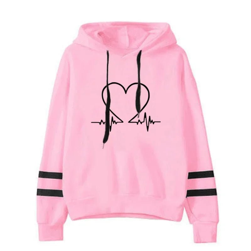 Woman Versatile Sweatshirts Casual Hoodies Comfortable Pullovers Slim Fit Soft Striped Lazy Style Jogging V E X C L U B H O U S E