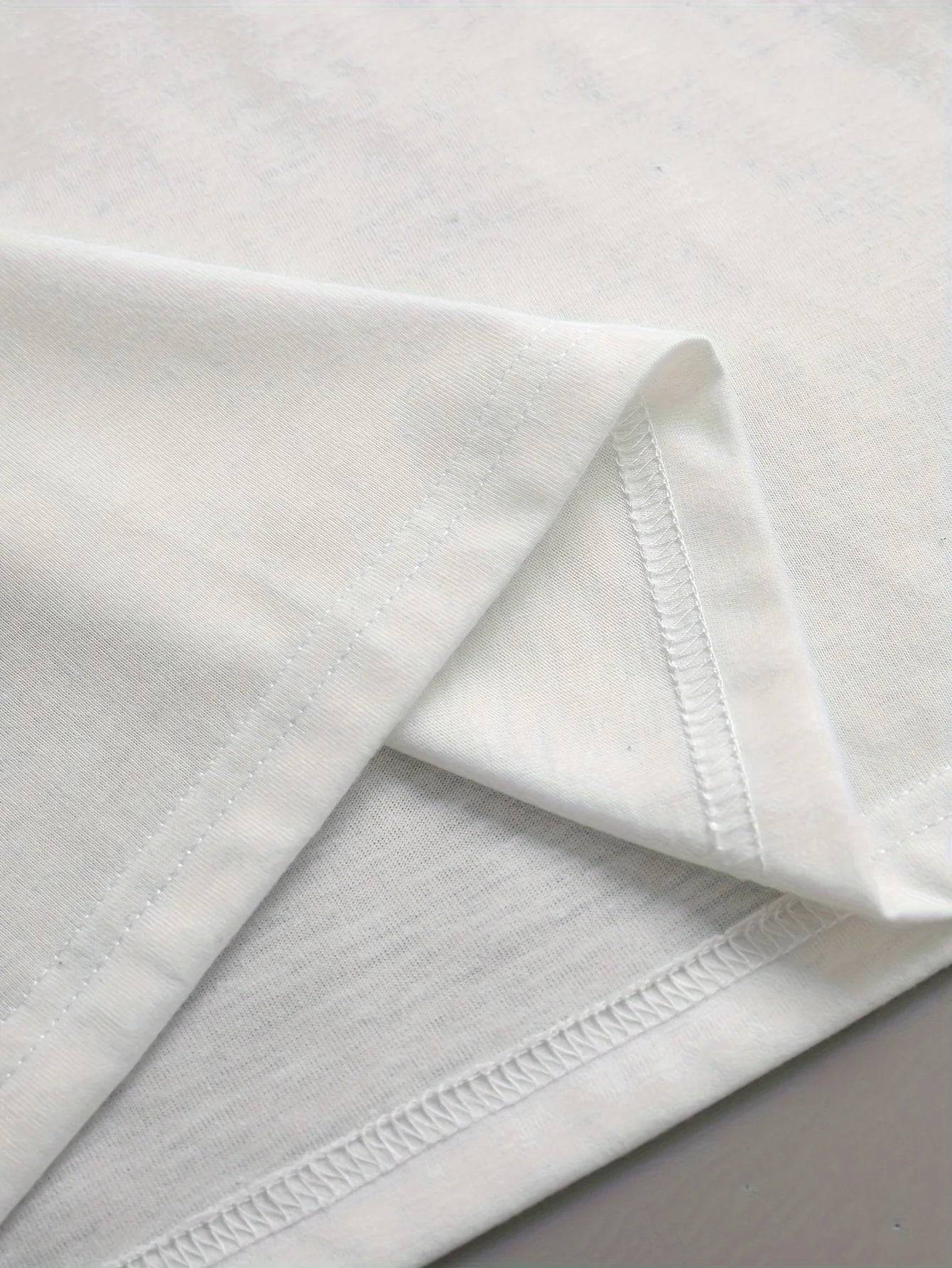 Cool Cat & Letter Print Crop T-Shirt