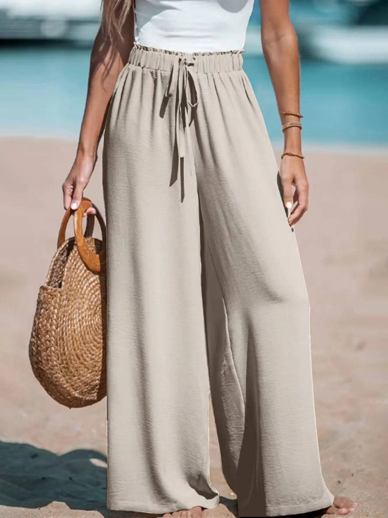 2025 New Oversized Drawstring Wide Leg Pant