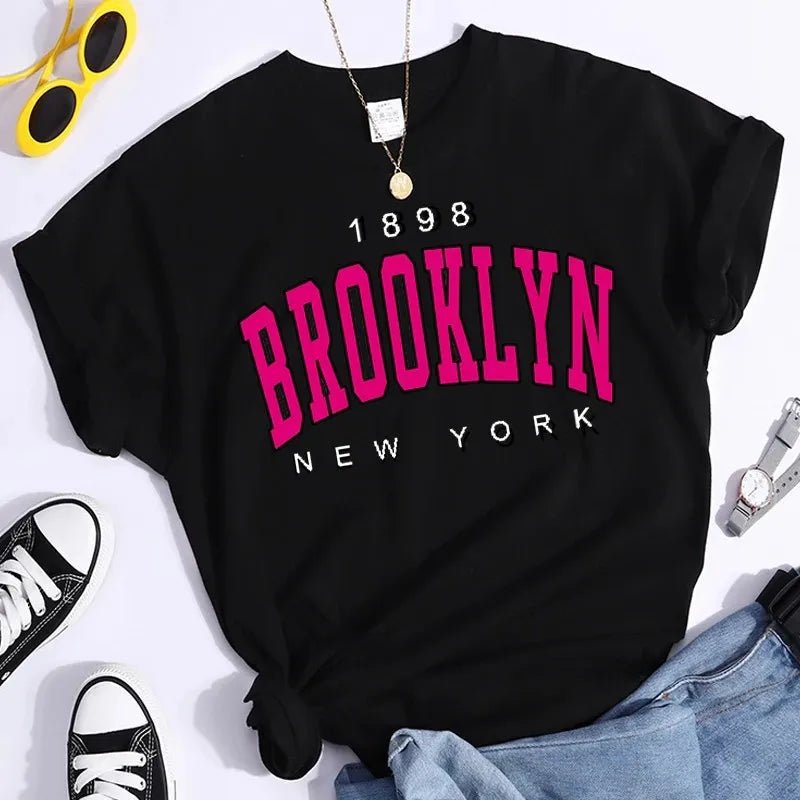 2024 New Summer Women T Shirt 1898 Brooklyn New York V E X C L U B H O U S E