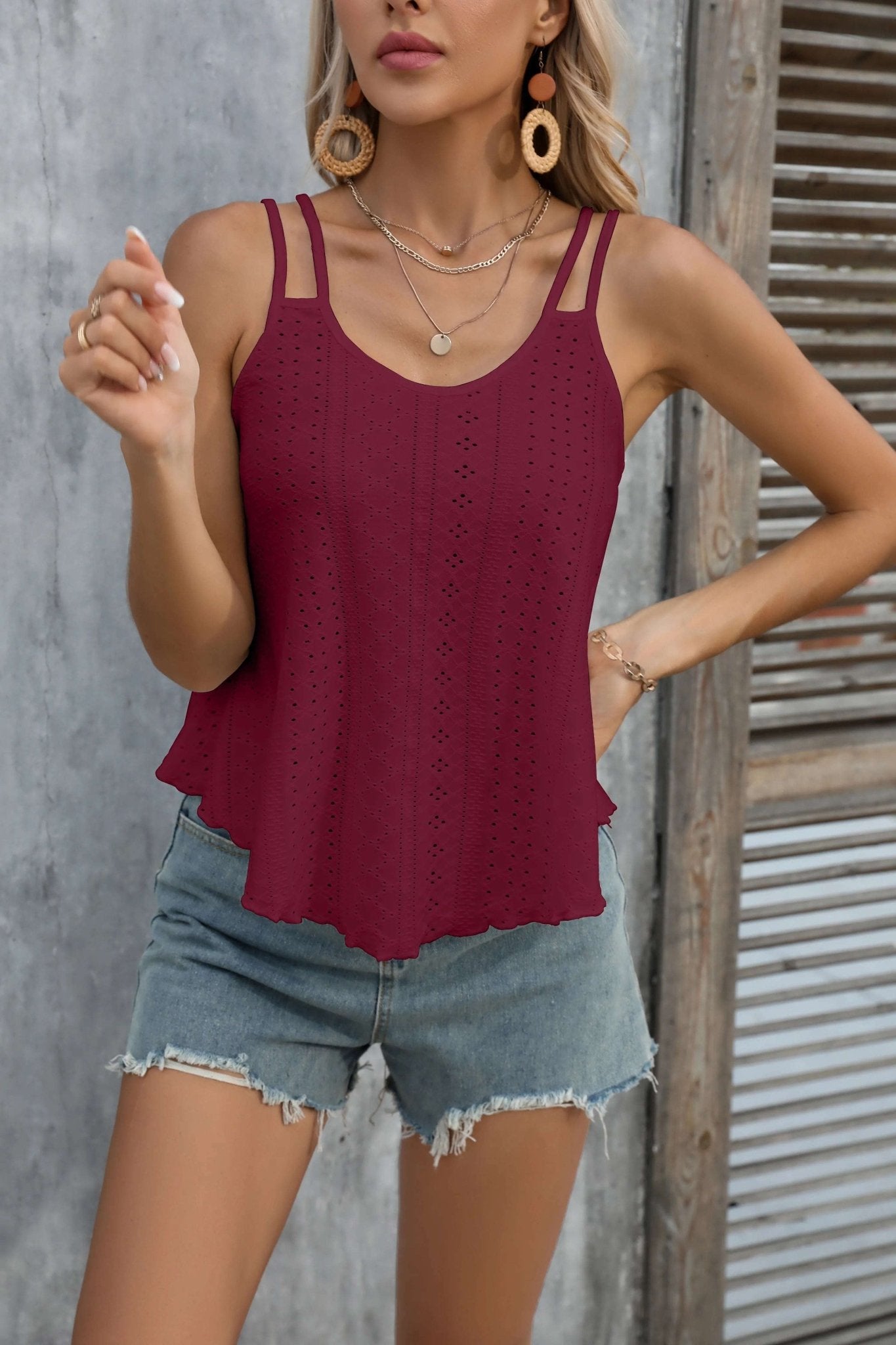 Fashionable double shoulder strap top