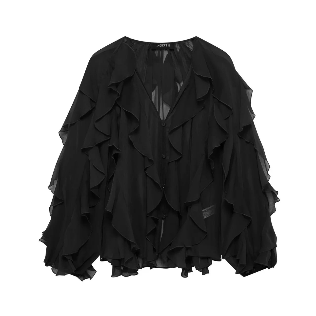 Vivid V-Neck Ruffles