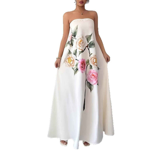 Floral Strapless Dress A Stylish Casual One-piece - VEX CLUB HOUSE
