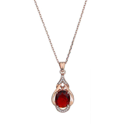 Women's Korean-style Red Tourmaline Colored Gemstone Pendant Necklace - VEX CLUB HOUSE