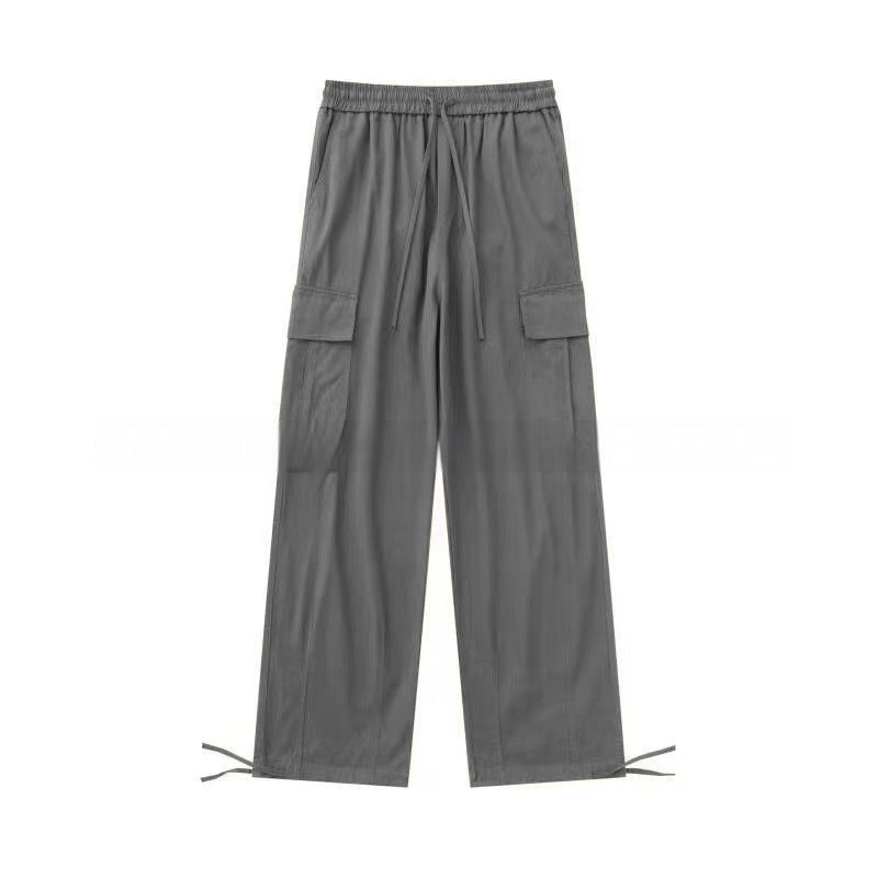 Loose Fitting Casual Straight Leg Cargo Pants With Multiple Pockets And A Drawstring Waist - VEX CLUB HOUSE