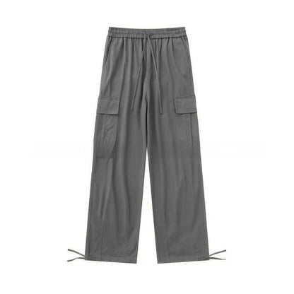 Loose Fitting Casual Straight Leg Cargo Pants With Multiple Pockets And A Drawstring Waist - VEX CLUB HOUSE