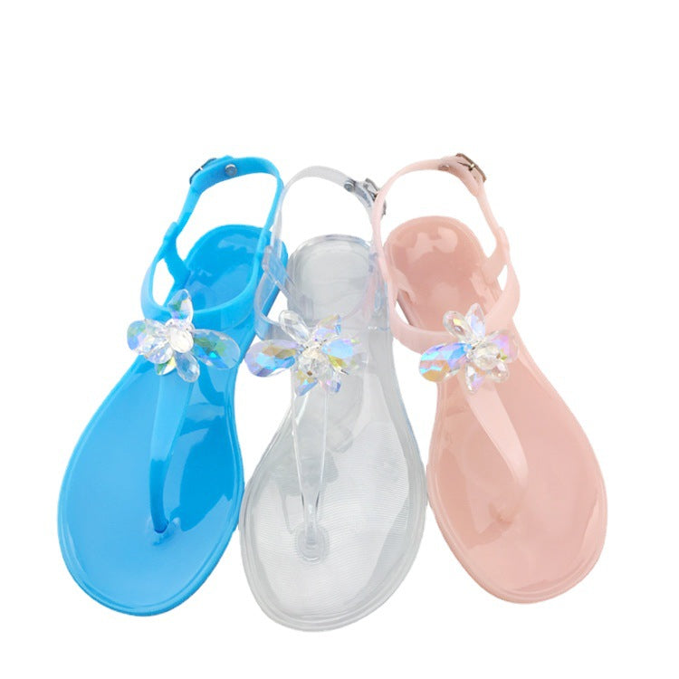 Summer Fashion Casual Outdoor Pvc Multicolor Colorful Crystals Jelly Sandals - VEX CLUB HOUSE