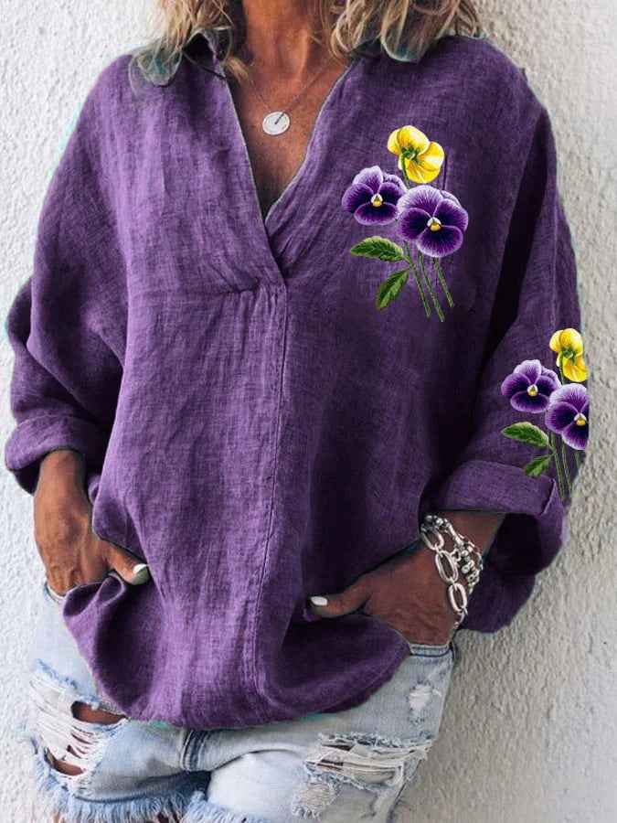 Womens American-style Digitally Printed Linen Shirt - VEX CLUB HOUSE
