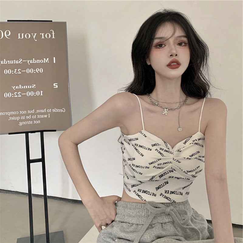 Club Letter Camisole Summer Clothes Women's Crop Top Bra Bralette Vest - VEX CLUB HOUSE