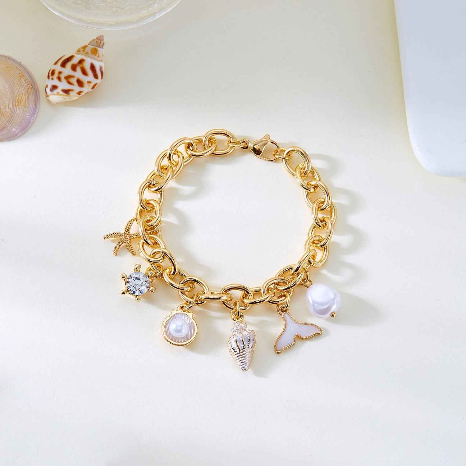 Women's Fashion Starfish Pearl Shell Fishtail Multi-pendant Necklace Bracelet - VEX CLUB HOUSE