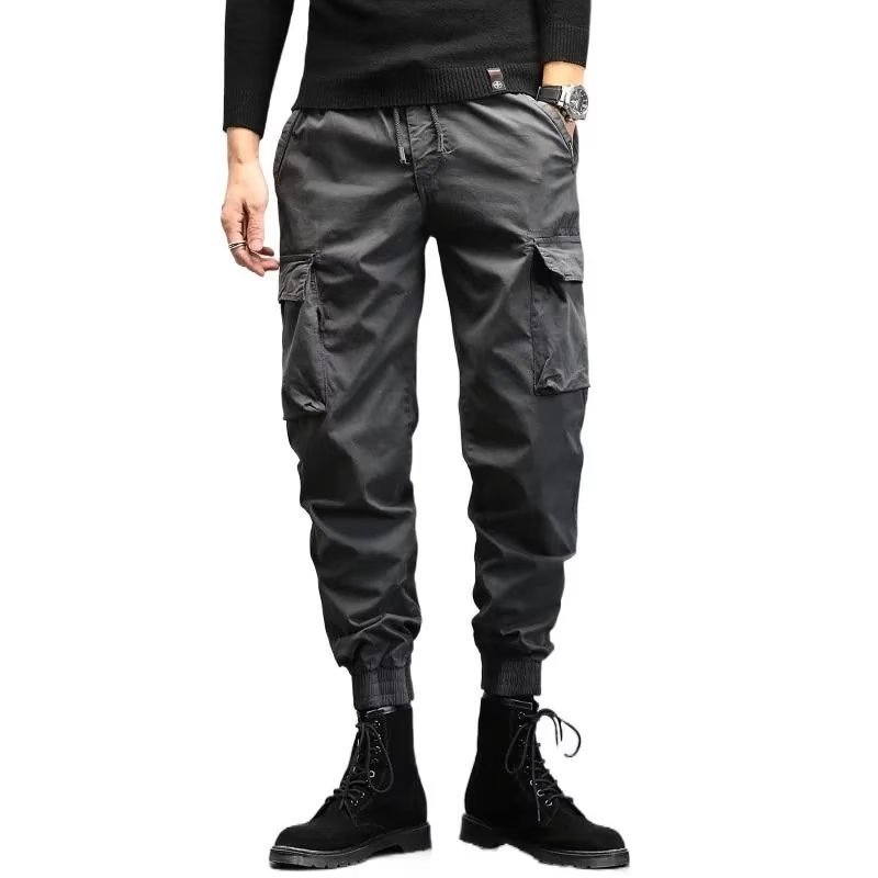 Men's Cropped Tooling Spring And Autumn Loose-fitting Casual Ankle-banded Trousers Multi-pocket - VEX CLUB HOUSE