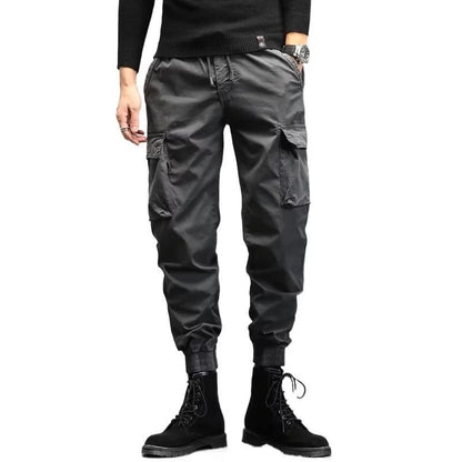 Men's Cropped Tooling Spring And Autumn Loose-fitting Casual Ankle-banded Trousers Multi-pocket - VEX CLUB HOUSE
