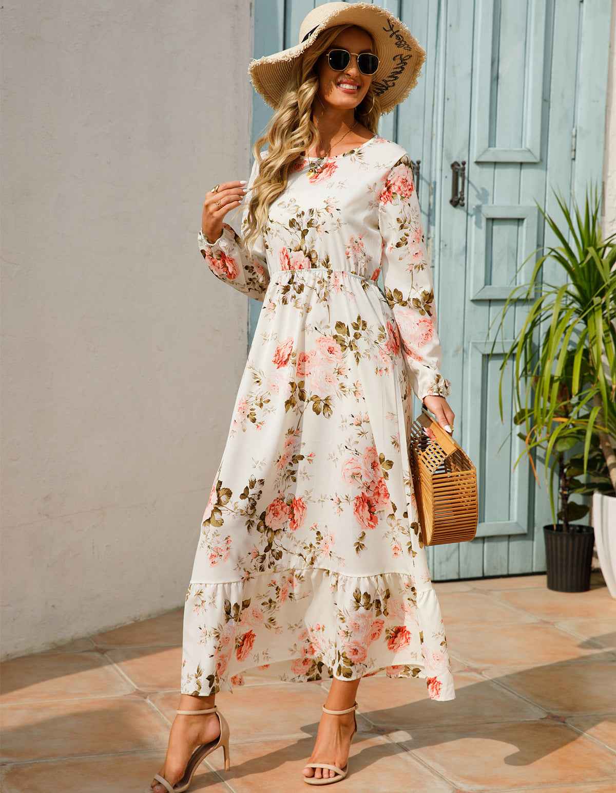 Womens Versatile Round-neck Floral Chiffon Dress - VEX CLUB HOUSE