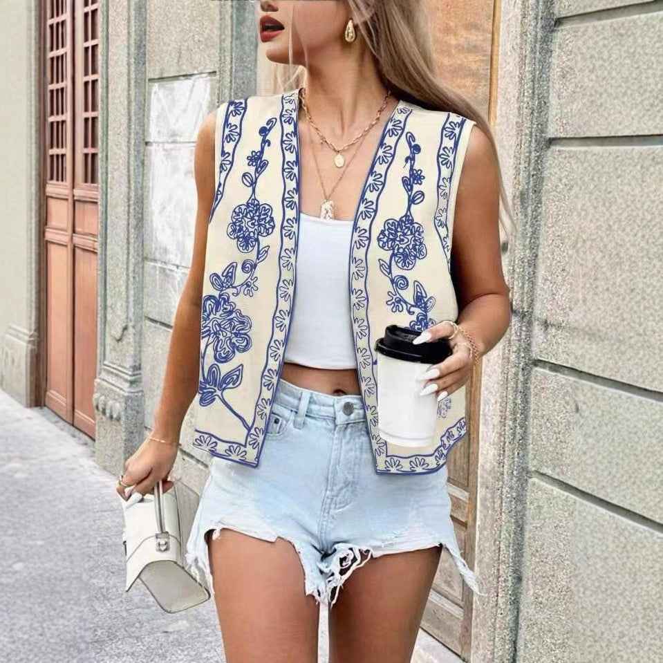 Simple All-Match Embroidered Open-Back Vest For Women - VEX CLUB HOUSE