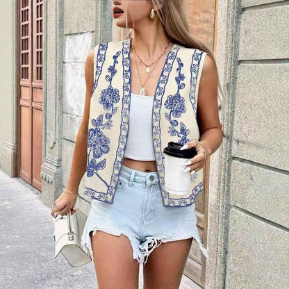 Simple All-Match Embroidered Open-Back Vest For Women - VEX CLUB HOUSE