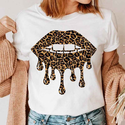 Fashion Printing Creative Color Lip Print Short Sleeve - VEX CLUB HOUSE