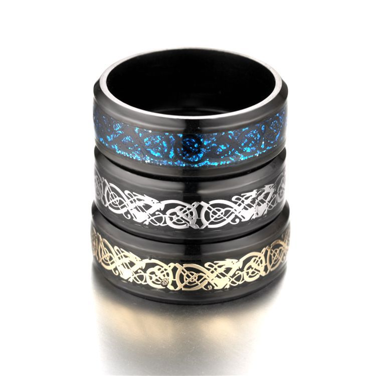 Dragon Pattern Rings Men Stainless Steel Ring Jewelry - VEX CLUB HOUSE