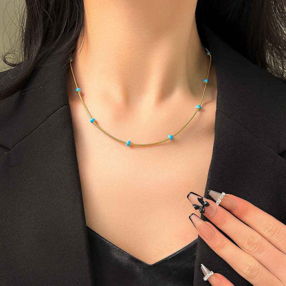 Titanium Steel Ball Drop Glaze Necklace For Women With A Colorless And Advanced Sense, Simple And Versatile Collar Chain Accessories - VEX CLUB HOUSE