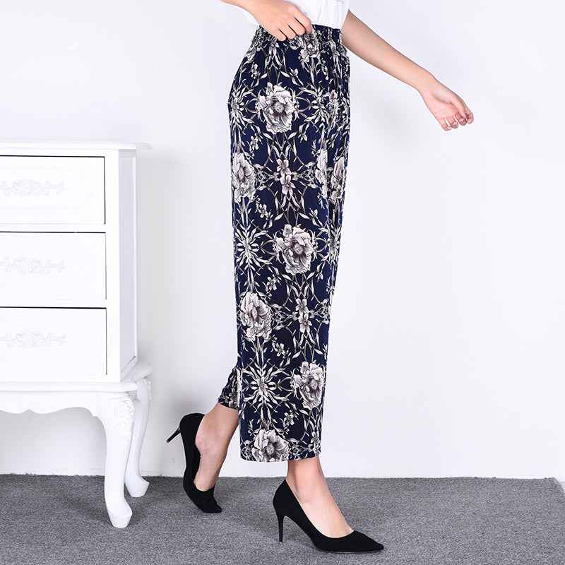 Women's Plus-sized Ice Silk Elastic Pants Cropped Straight - VEX CLUB HOUSE