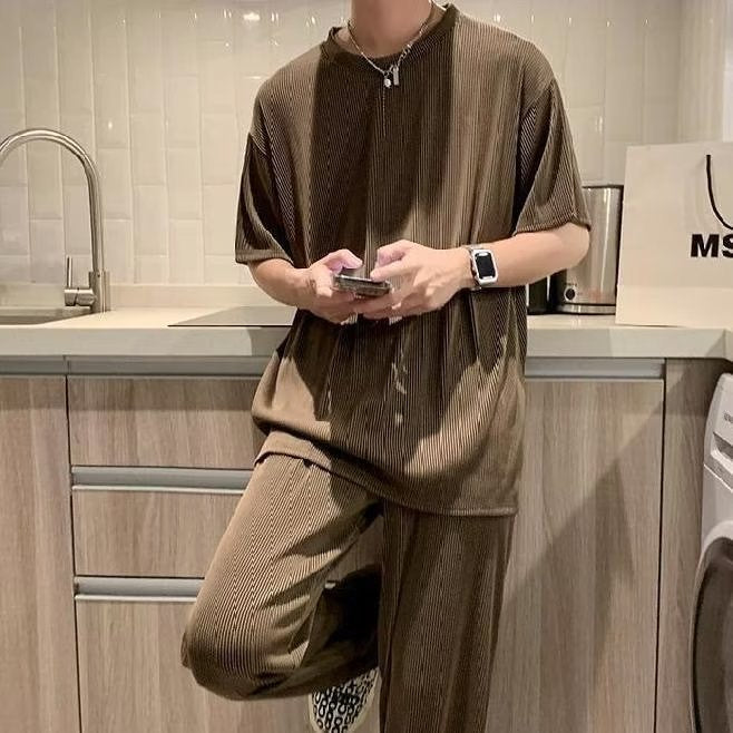 Men's Summer Thin Loose Short-sleeved Shorts High Sense Quick-drying Clothes Two-piece Suit - VEX CLUB HOUSE