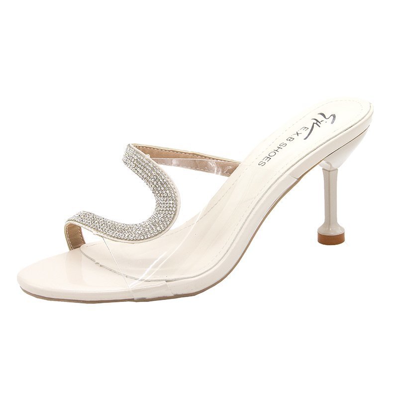 Sandals Rhinestone High Heels Sexy Transparent Semi-drag Women's Shoes - VEX CLUB HOUSE