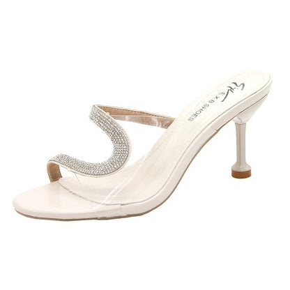 Sandals Rhinestone High Heels Sexy Transparent Semi-drag Women's Shoes - VEX CLUB HOUSE