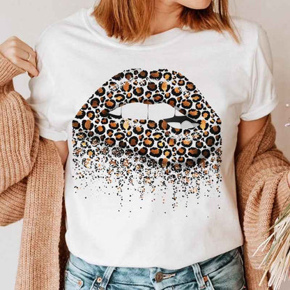 Fashion Printing Creative Color Lip Print Short Sleeve - VEX CLUB HOUSE