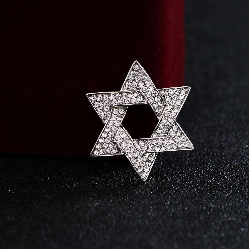 European And American Jewelry Custom-Made Six-Pointed Star Brooch Pins For Men V E X C L U B H O U S E