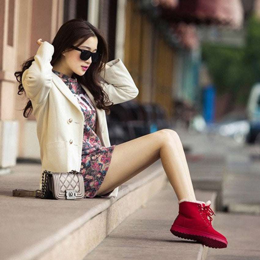 Women's Snow Boots Short Warm Flat Heel Shoes - VEX CLUB HOUSE