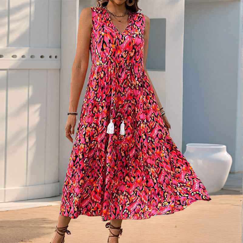 Long Abstract-print Dress For Your Vacation - VEX CLUB HOUSE