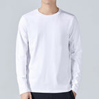 White Long Sleeve T Shirt Solid Color Cotton Base Layer - VEX CLUB HOUSE