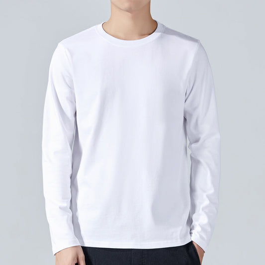 White Long Sleeve T Shirt Solid Color Cotton Base Layer - VEX CLUB HOUSE