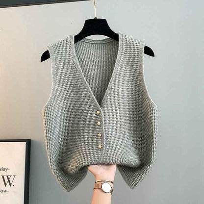 High Sense Classic Style Women's Clothing V-neck Knitted Cardigan Vest Vest Sweater - VEX CLUB HOUSE
