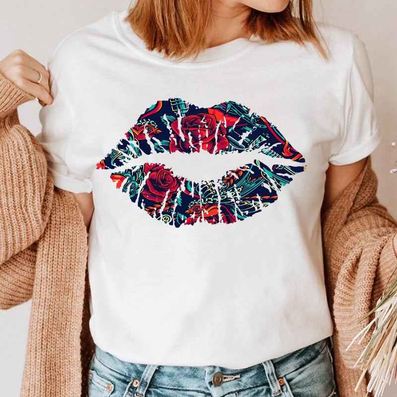 Fashion Printing Creative Color Lip Print Short Sleeve - VEX CLUB HOUSE
